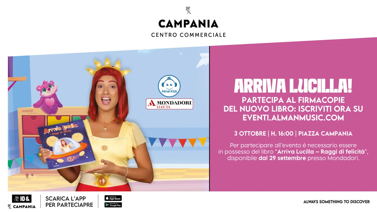 🧚♀️ Lucilla arriva al Centro Commerciale Campania: firmacopie e incontro con i bambini