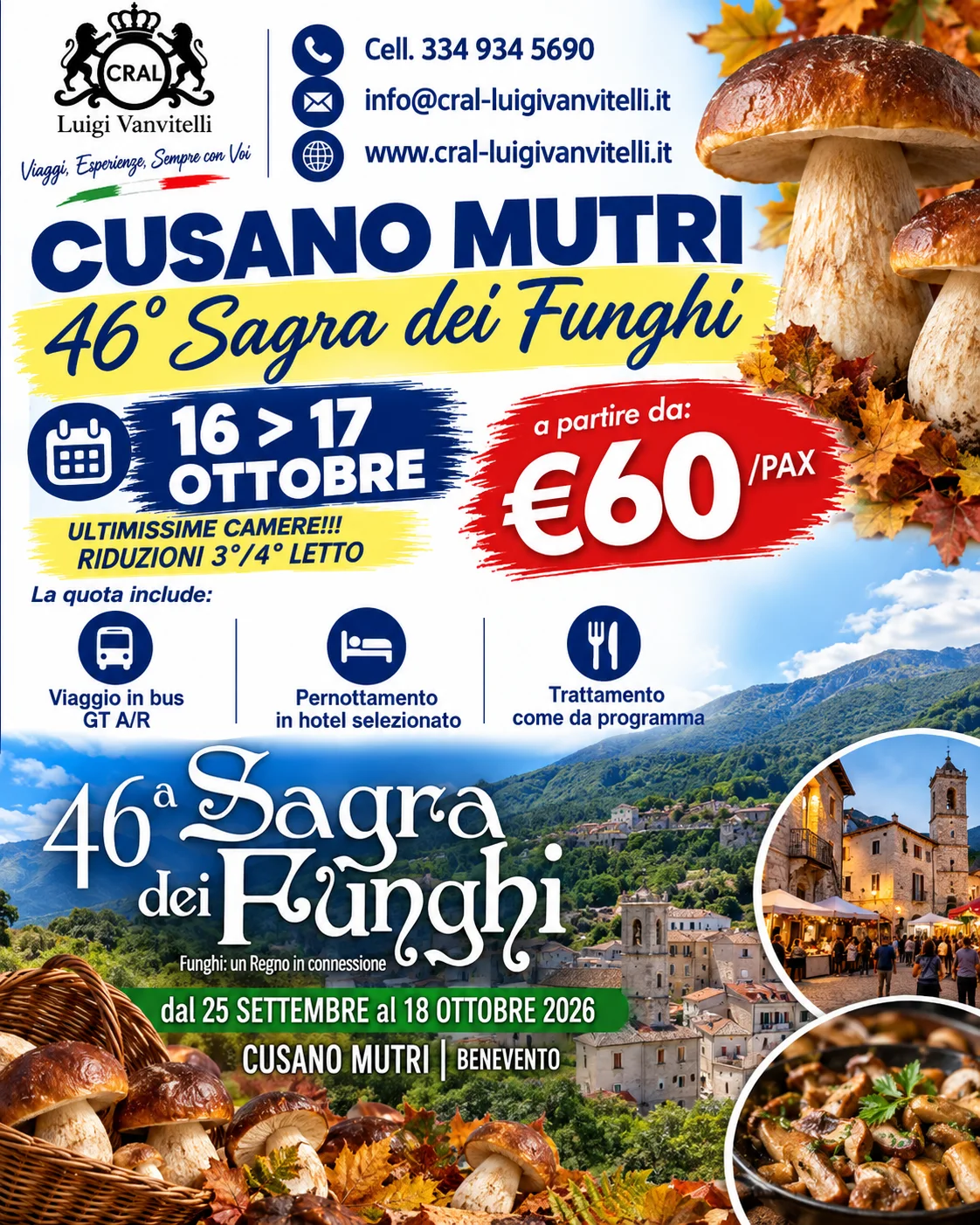 🍄🚨 ULTIMISSIME CAMERE PER LA 46ª SAGRA DEL FUNGO! 🍂