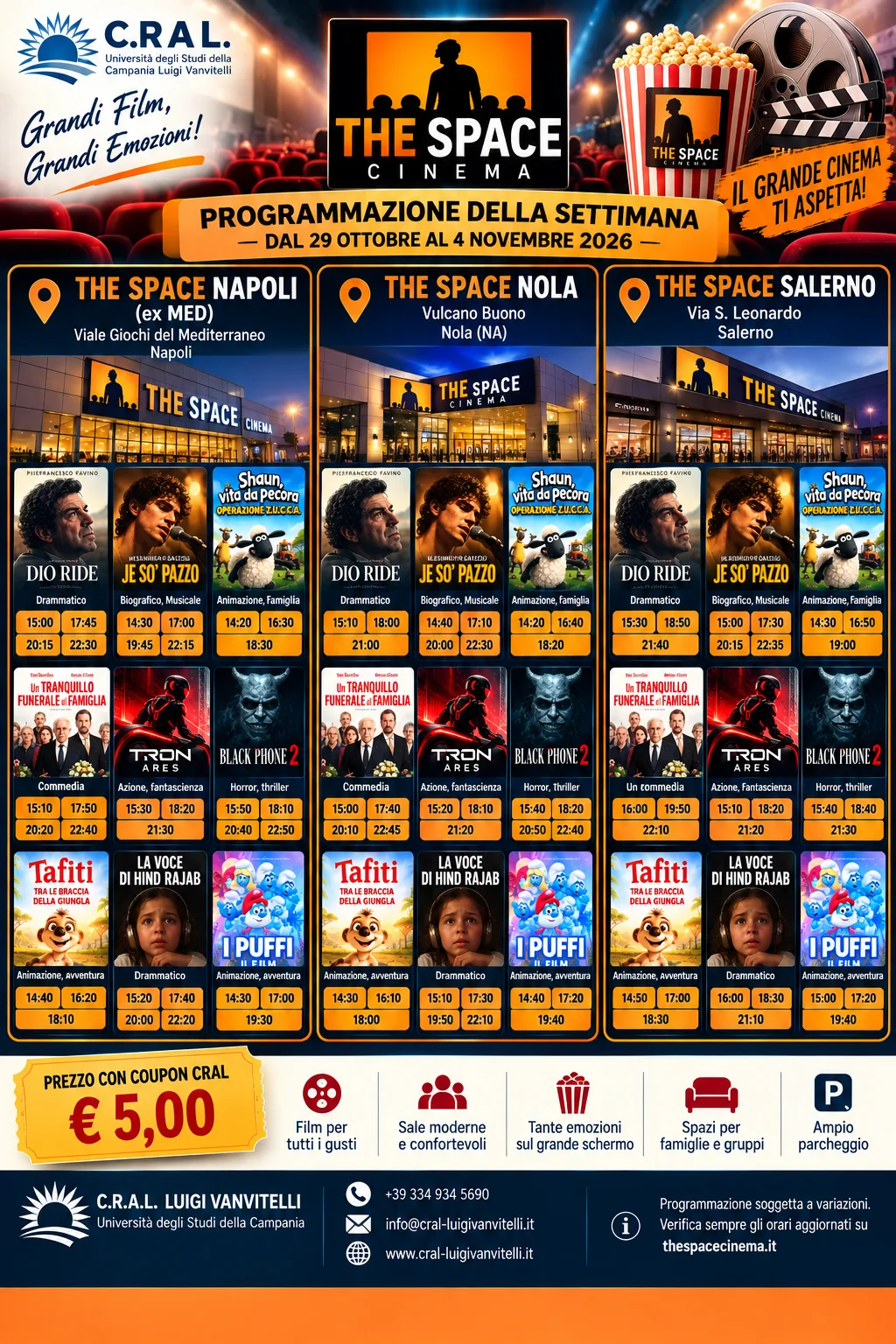 🎬 The Space Cinema: una settimana di grandi film con i coupon del CRAL Luigi Vanvitelli!