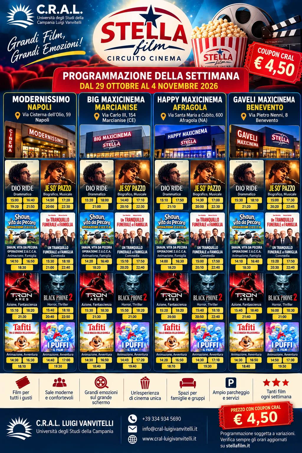 🎬 Circuito Stella Film: una settimana di grande cinema con i coupon del CRAL Luigi Vanvitelli!
