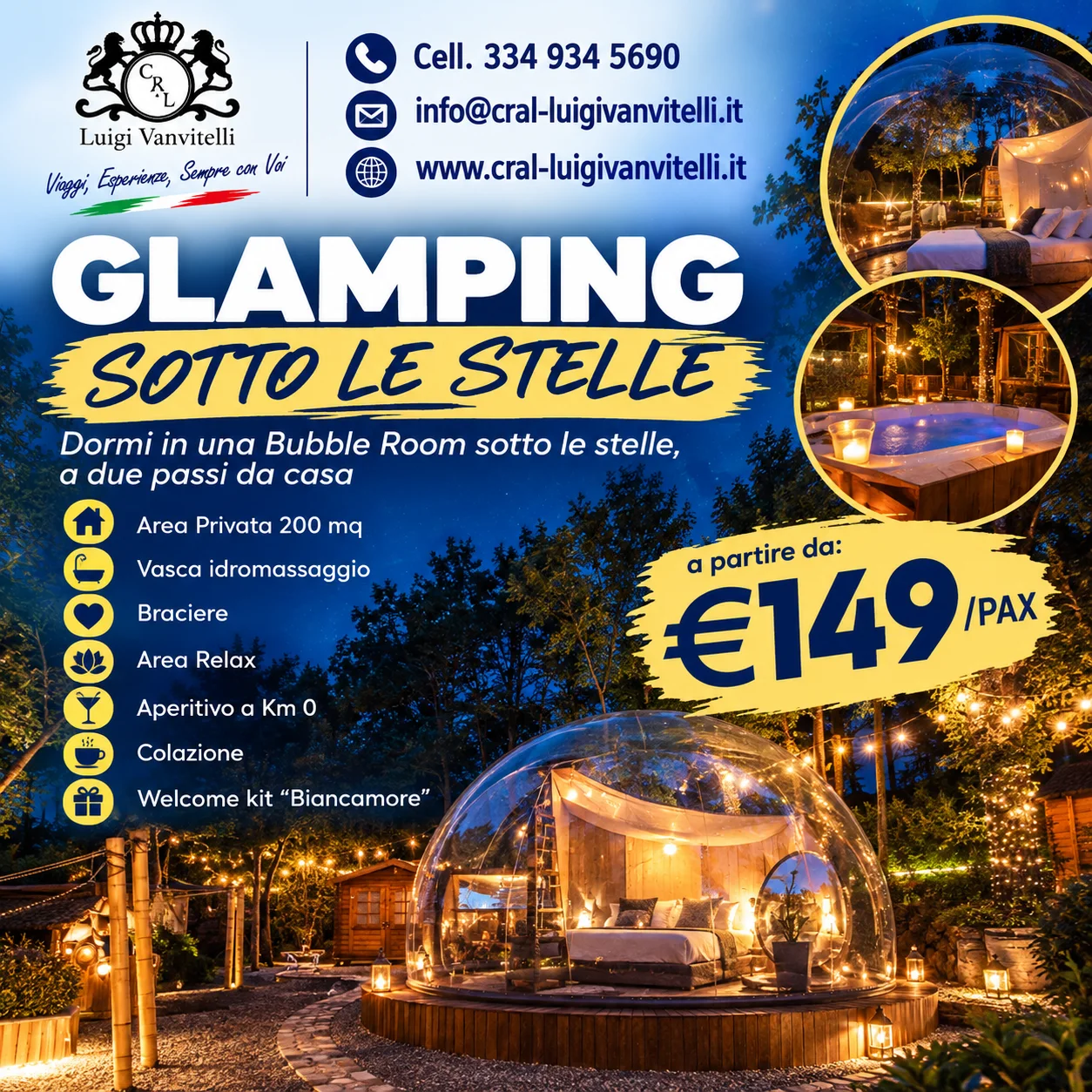 🚨🌙 UNA NOTTE SOTTO LE STELLE A PARTIRE DA €149!