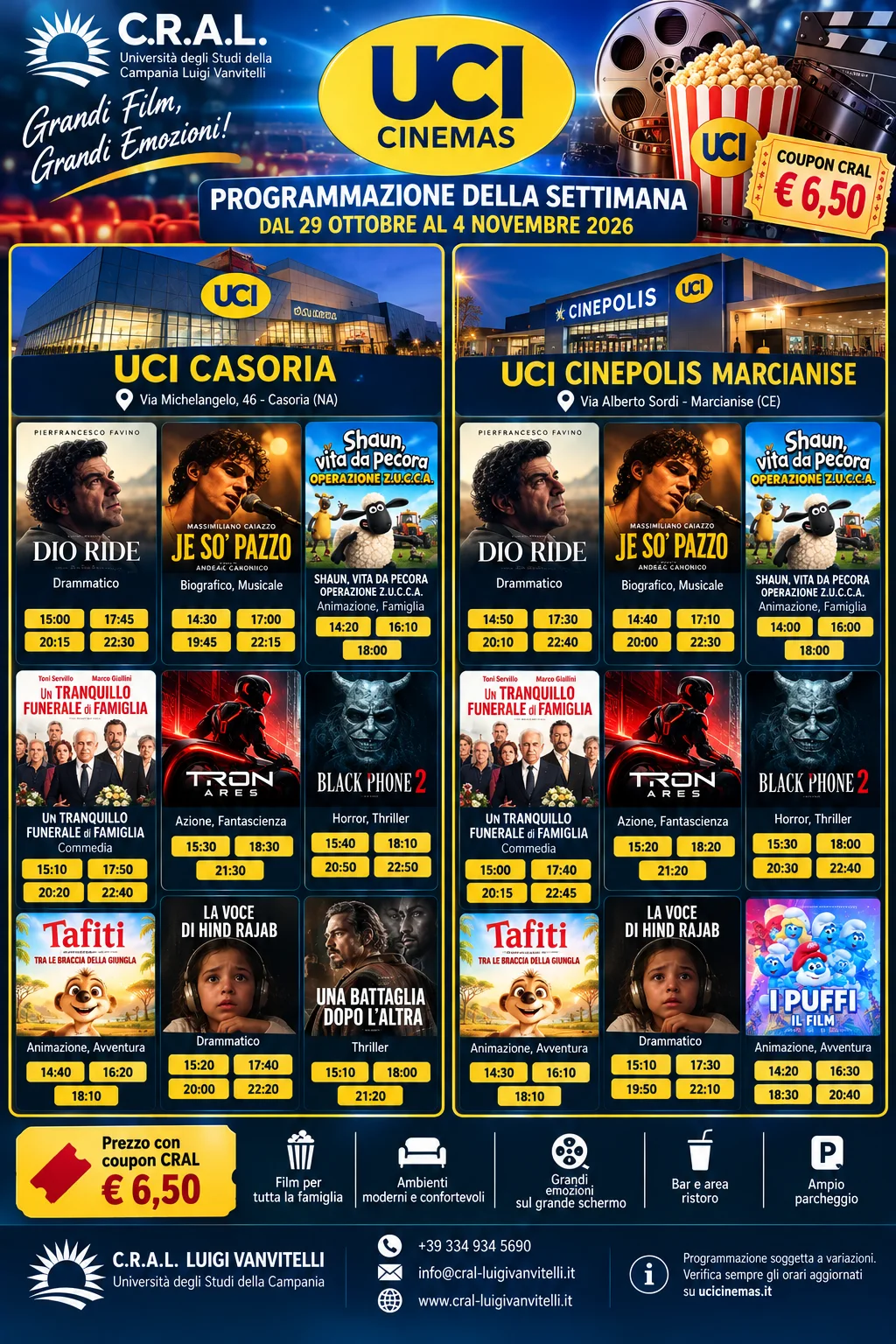 🎬 UCI Cinemas: una settimana di grandi film con i coupon del CRAL Luigi Vanvitelli!
